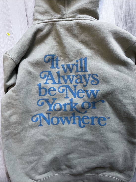 New York Or Nowhere Tops - New York or Nowhere Sage Hoodie with Blue Script Graphic